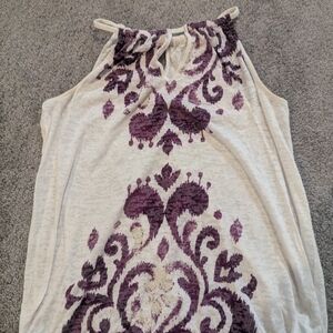 INC International Concepts Purple and Cream Tank Top